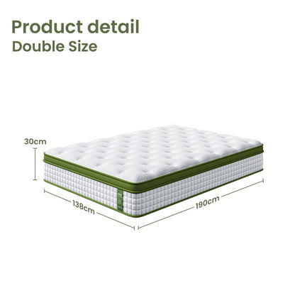 BedStory Double 30cm Hybrid Mattress Cooling Gel Memory Foam 5 Zone Pocket Spring Bed Temperature Regulating