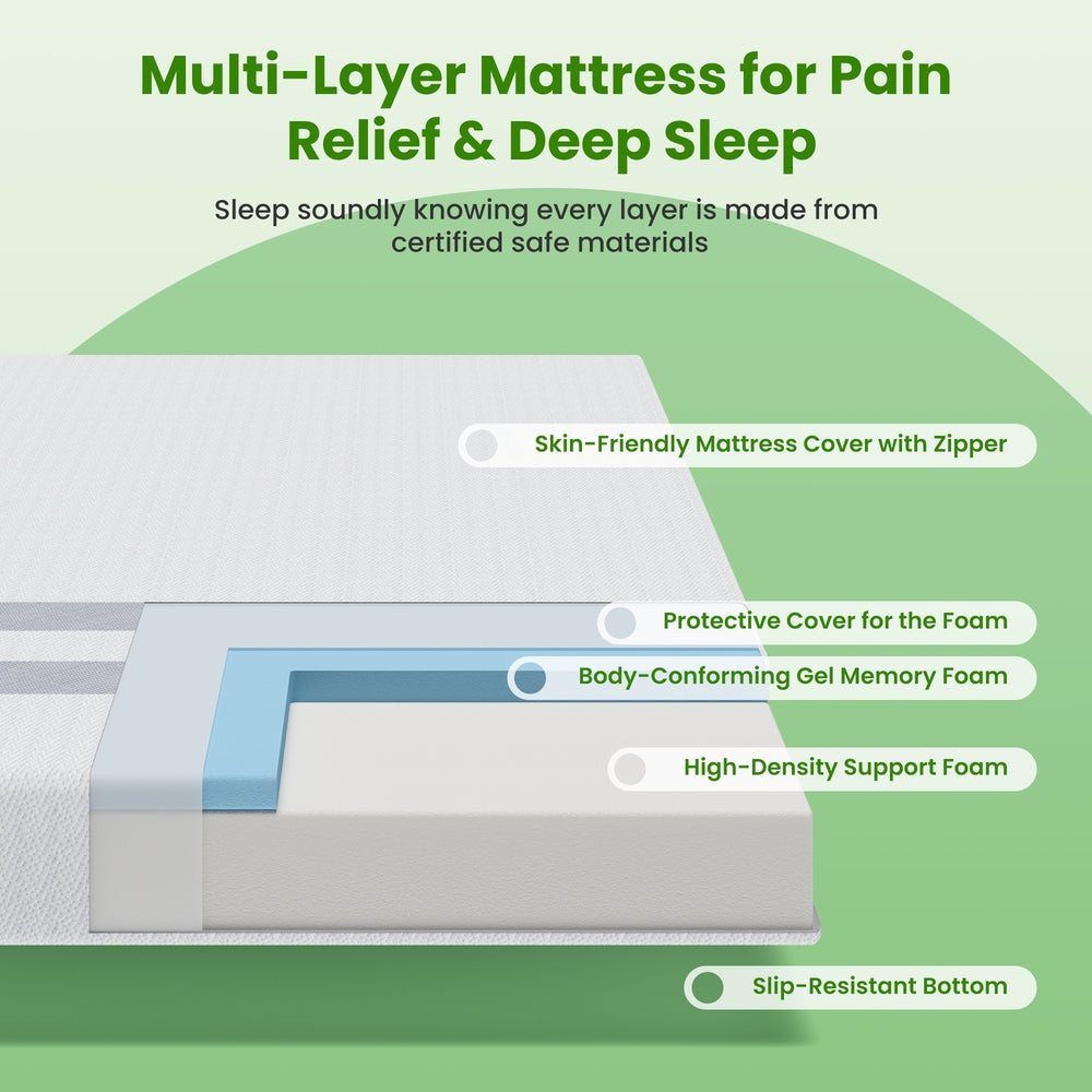 20cm King Reversible Gel Memory Foam Mattress BedStory Medium Soft & Firm