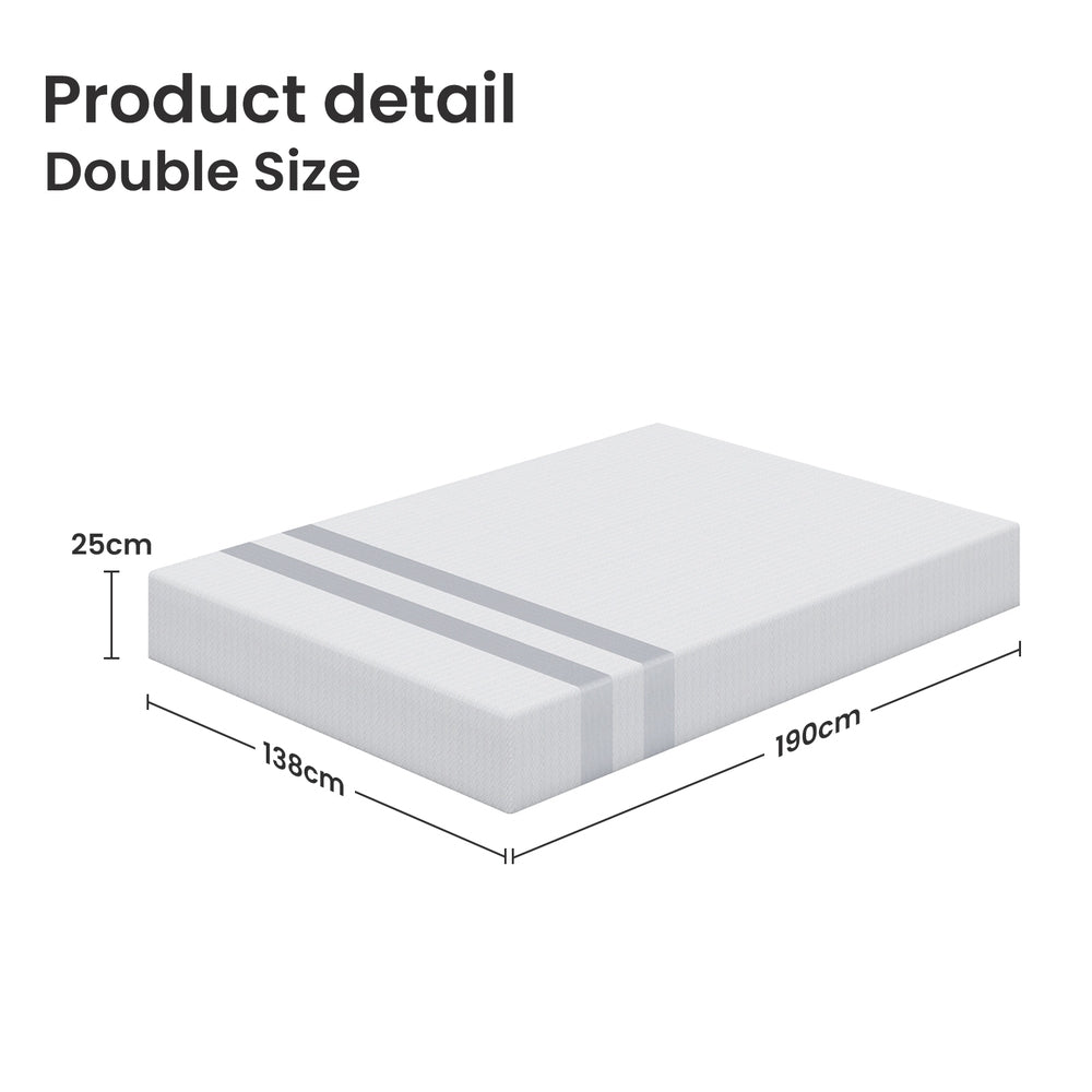 25cm Double Reversible Gel Memory Foam Mattress BedStory Medium & Firm
