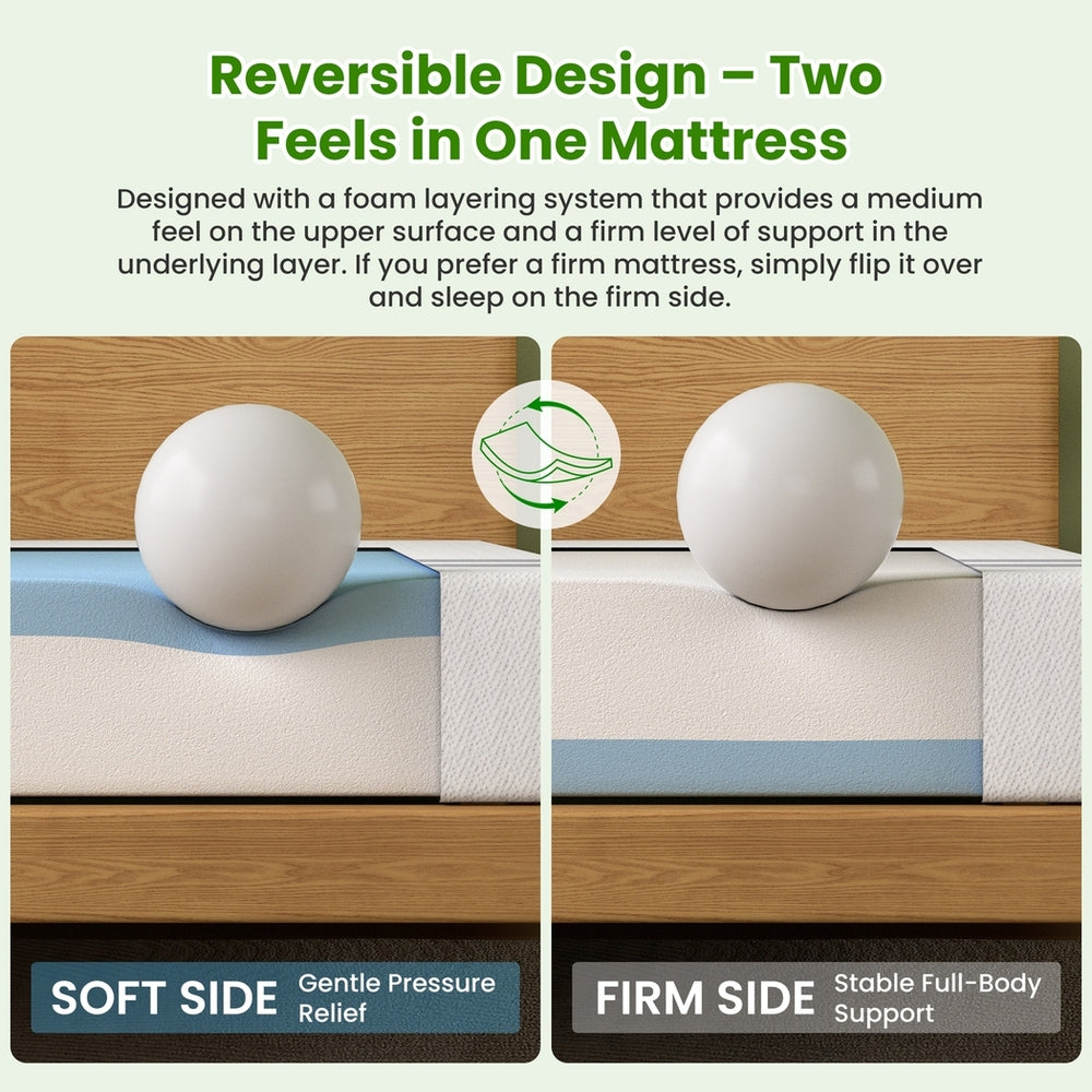 25cm Double Reversible Gel Memory Foam Mattress BedStory Medium & Firm