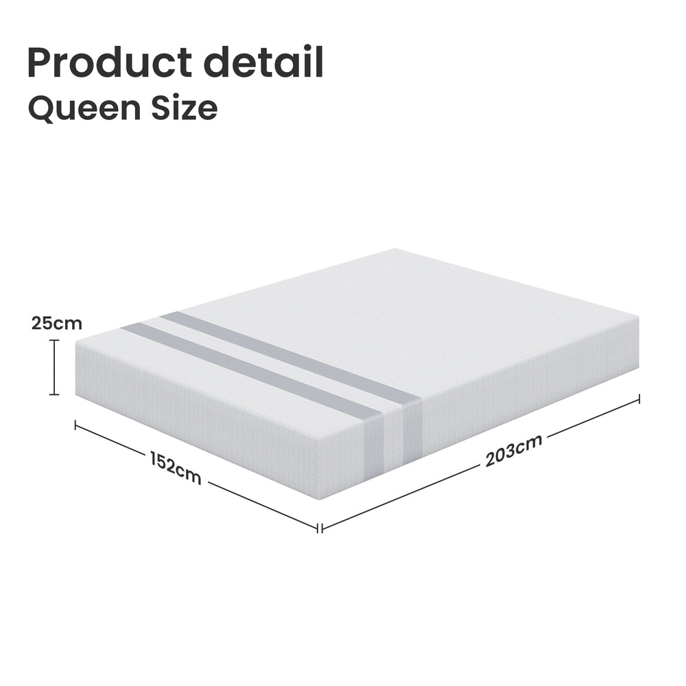 25cm Queen Reversible Gel Memory Foam Mattress BedStory Medium & Firm