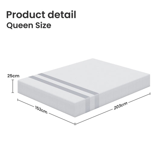 25cm Queen Reversible Gel Memory Foam Mattress BedStory Medium & Firm
