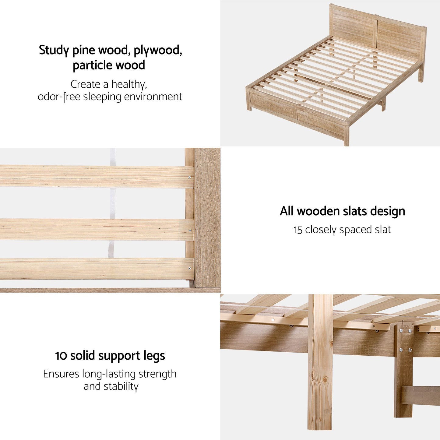 RoomSense Queen 34cm Medium Soft Gel Mattress Bundle, Oatmeal Bed Frame