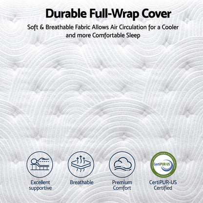 RoomSense Queen 34cm Medium Soft Gel Mattress Bundle, Oatmeal Bed Frame