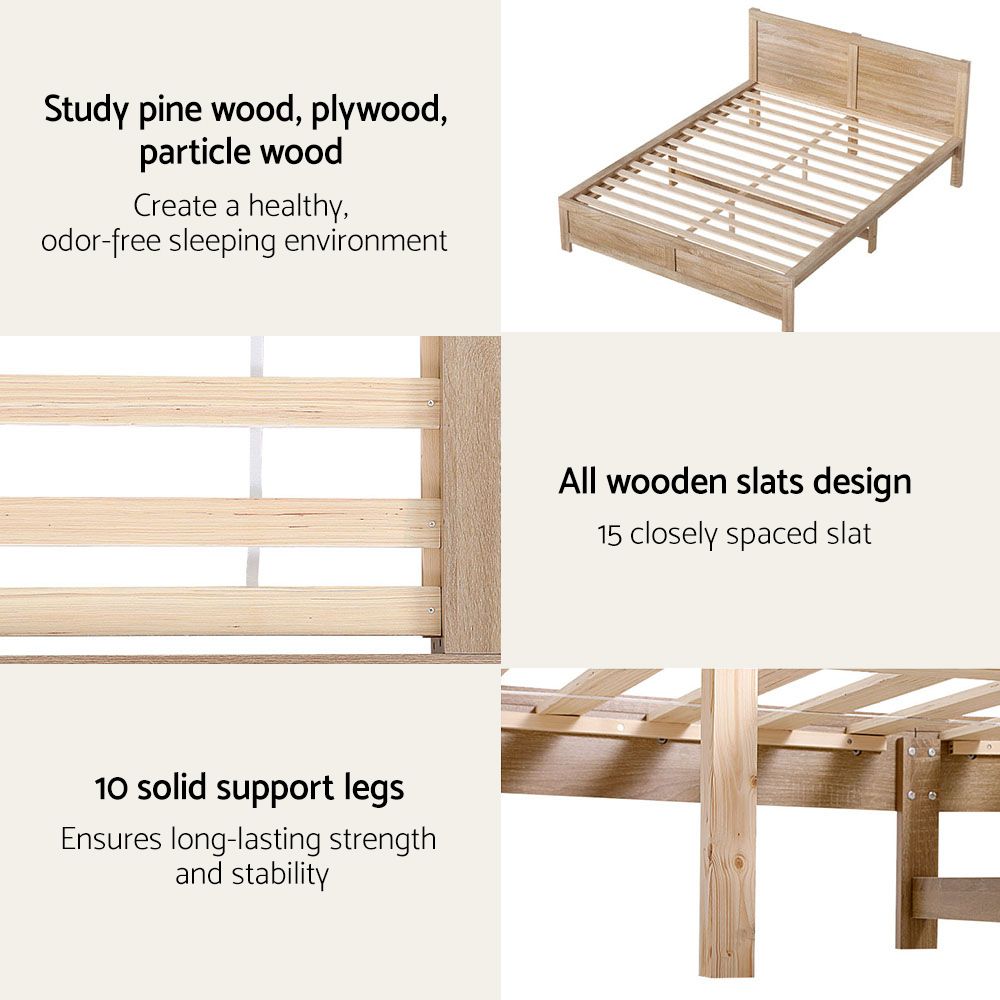 RoomSense Queen 30cm Latex Mattress Medium Firm Bundle, Pine Bed Frame