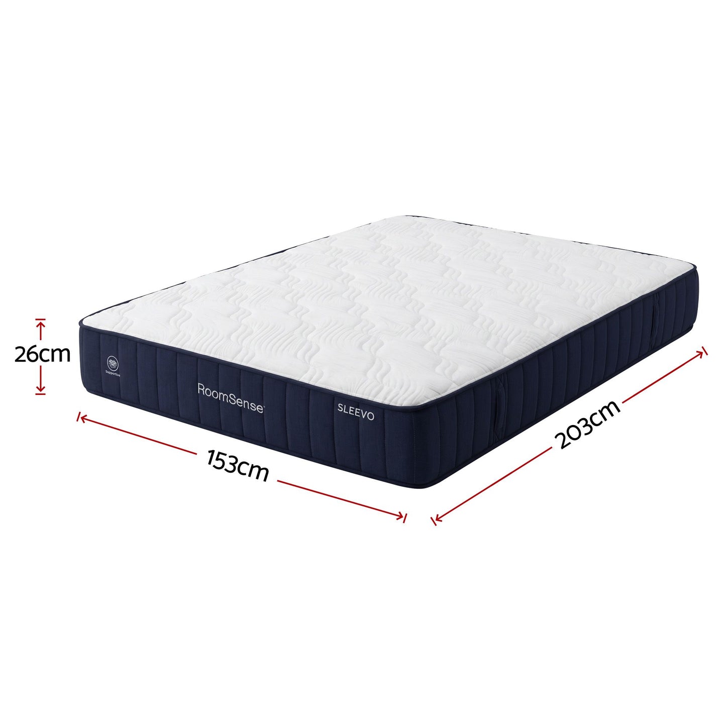 RoomSense Queen 26cm Firm Mattress Bundle with Oatmeal Wooden Bed Frame