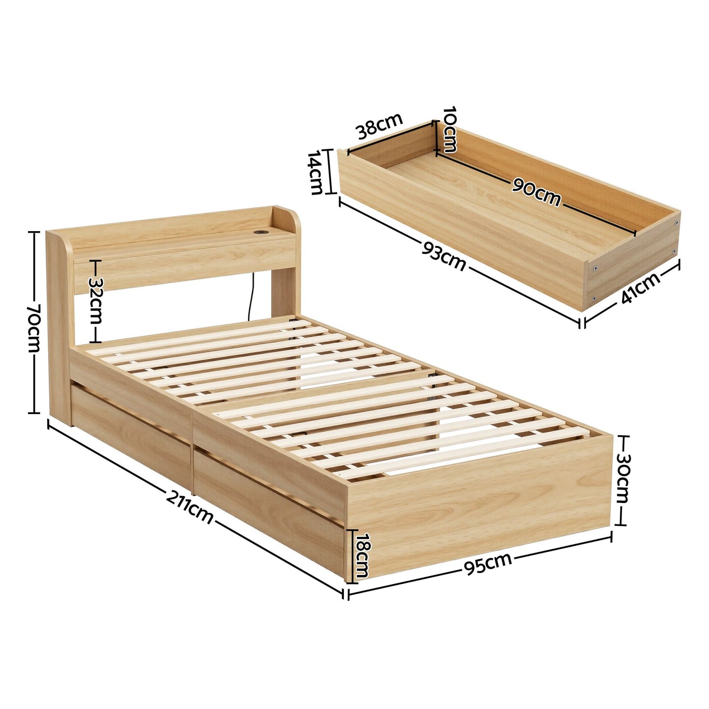 RoomSense Single Firm Mattress 26cm Bundle with Storage Bed Frame