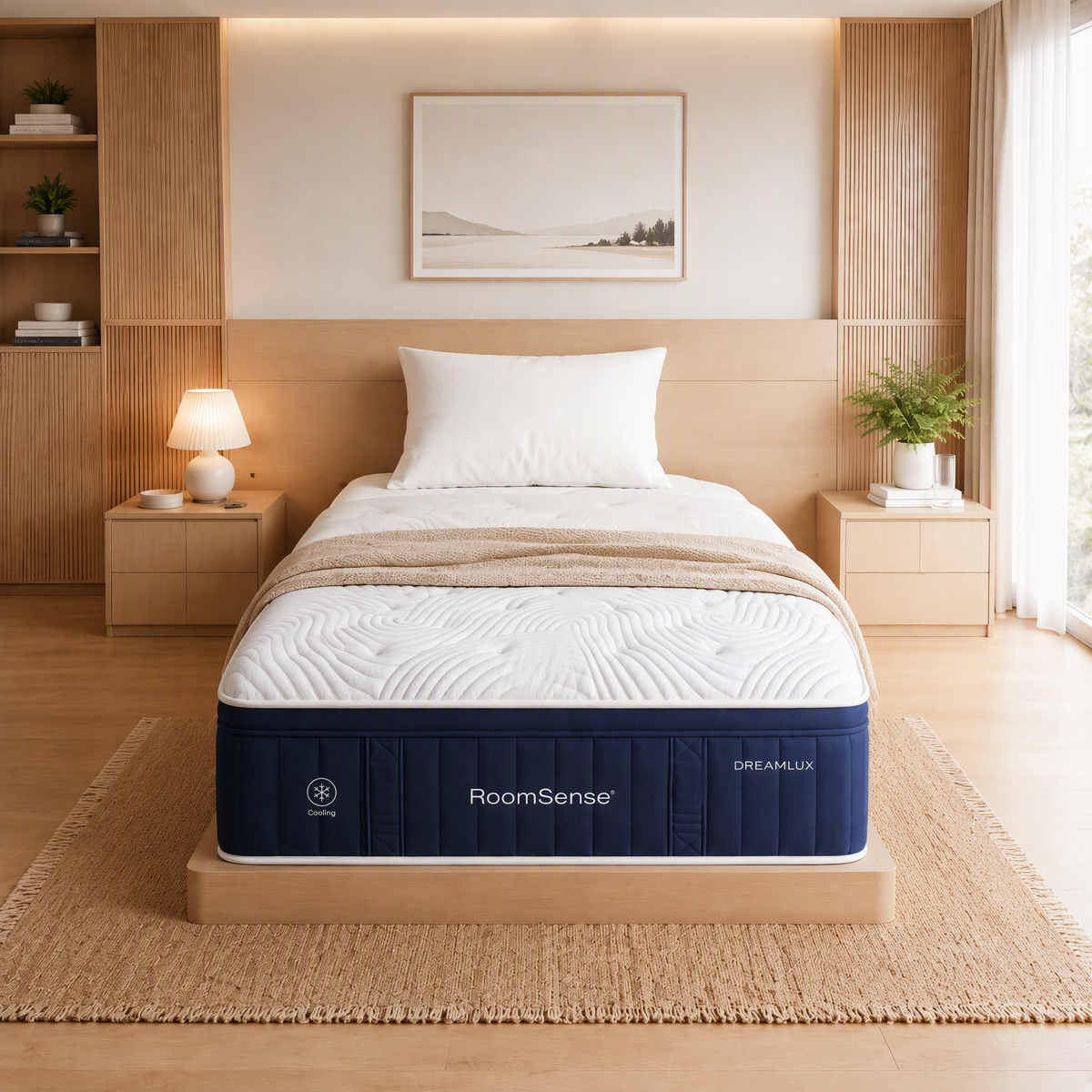 RoomSense King Single Mattress, 34cm Thick Medium Firm Hybrid Mattress for Back Pain Relief, Tencel Cooling Pocket Spring Mattress King Single Size in a Box