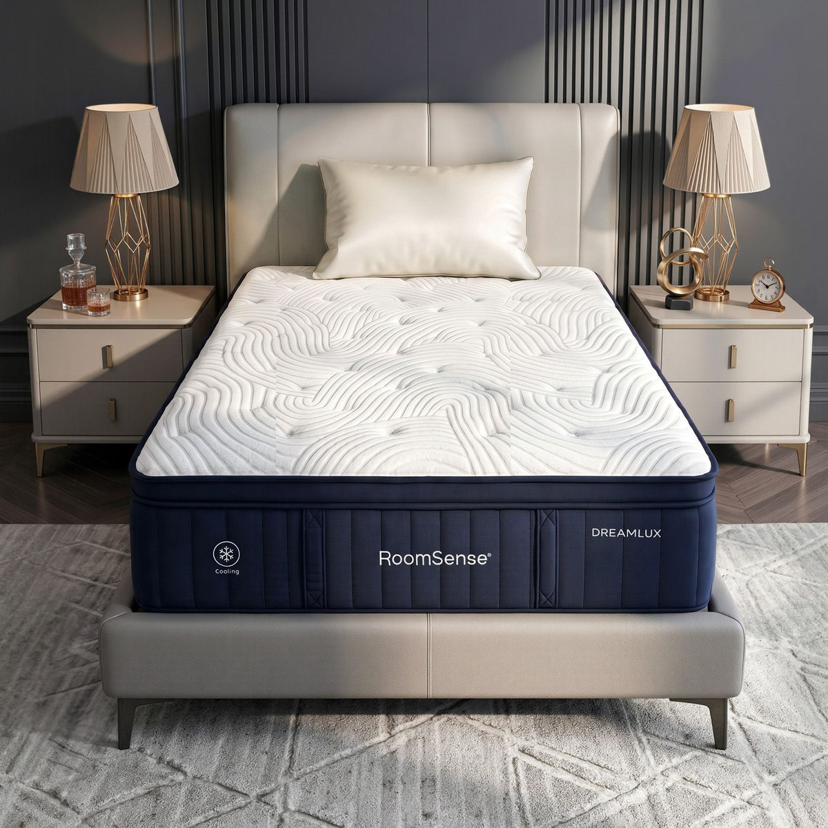 RoomSense Single Mattress, 34cm Thick Medium Firm Hybrid Mattress for Back Pain Relief, Tencel Cooling Pocket Spring Mattress Single Size in a Box