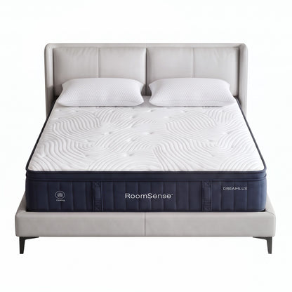 RoomSense Queen 34cm Medium Soft Gel Mattress Bundle with 2 Cooling Pillows
