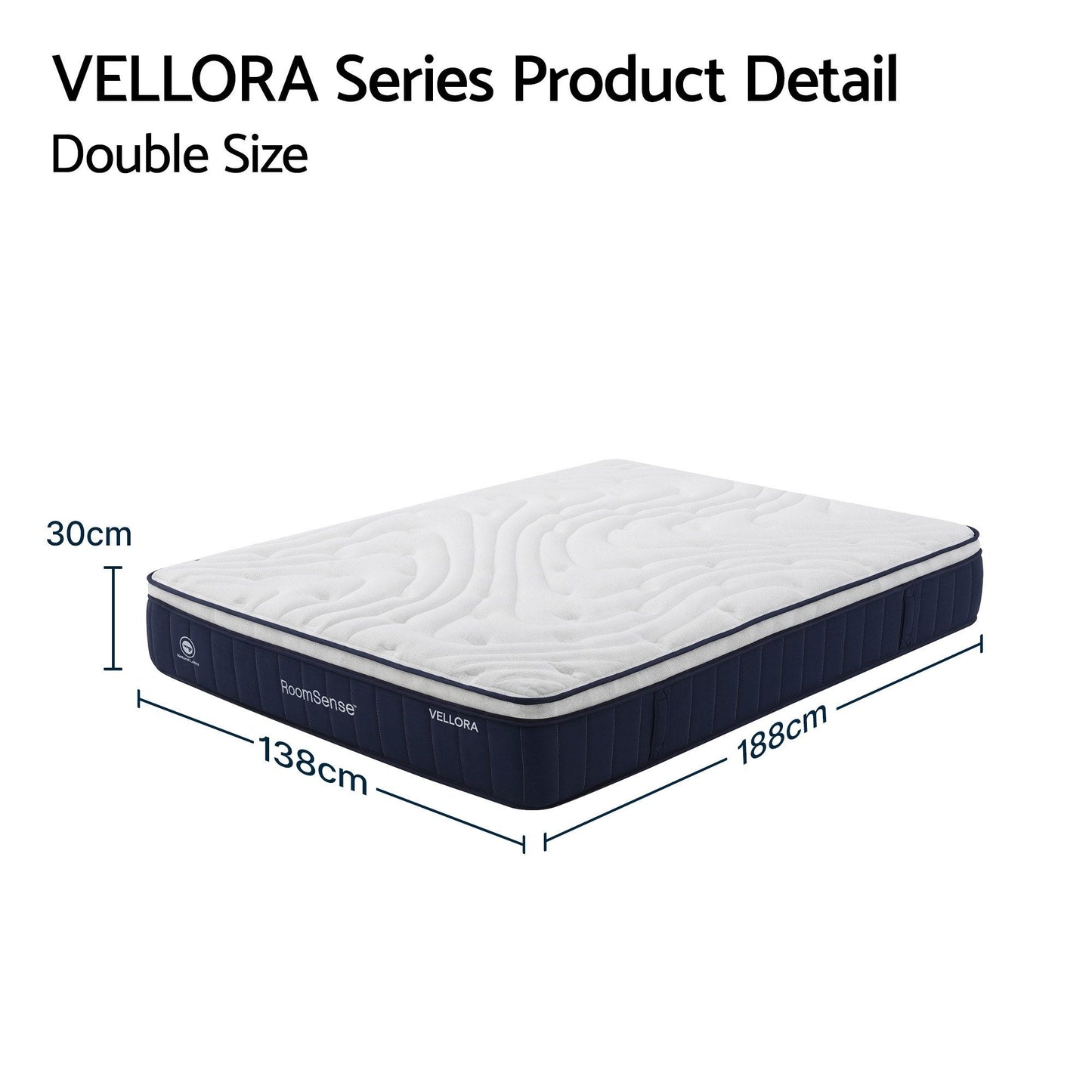 RoomSense Double Mattress , 30cm Medium Firm Hybrid Mattress with Latex Lumbar Support for Back Pain Relief , Pocket Spring Mattress Double Size in a Box