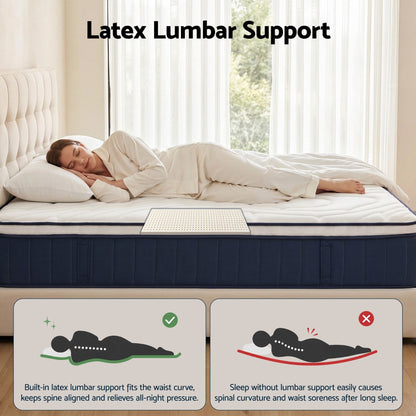 RoomSense Double Mattress , 30cm Medium Firm Hybrid Mattress with Latex Lumbar Support for Back Pain Relief , Pocket Spring Mattress Double Size in a Box