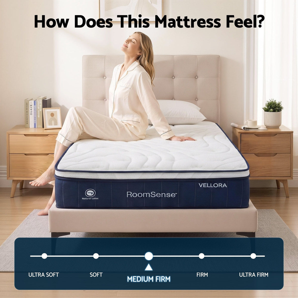 RoomSense Double Mattress , 30cm Medium Firm Hybrid Mattress with Latex Lumbar Support for Back Pain Relief , Pocket Spring Mattress Double Size in a Box