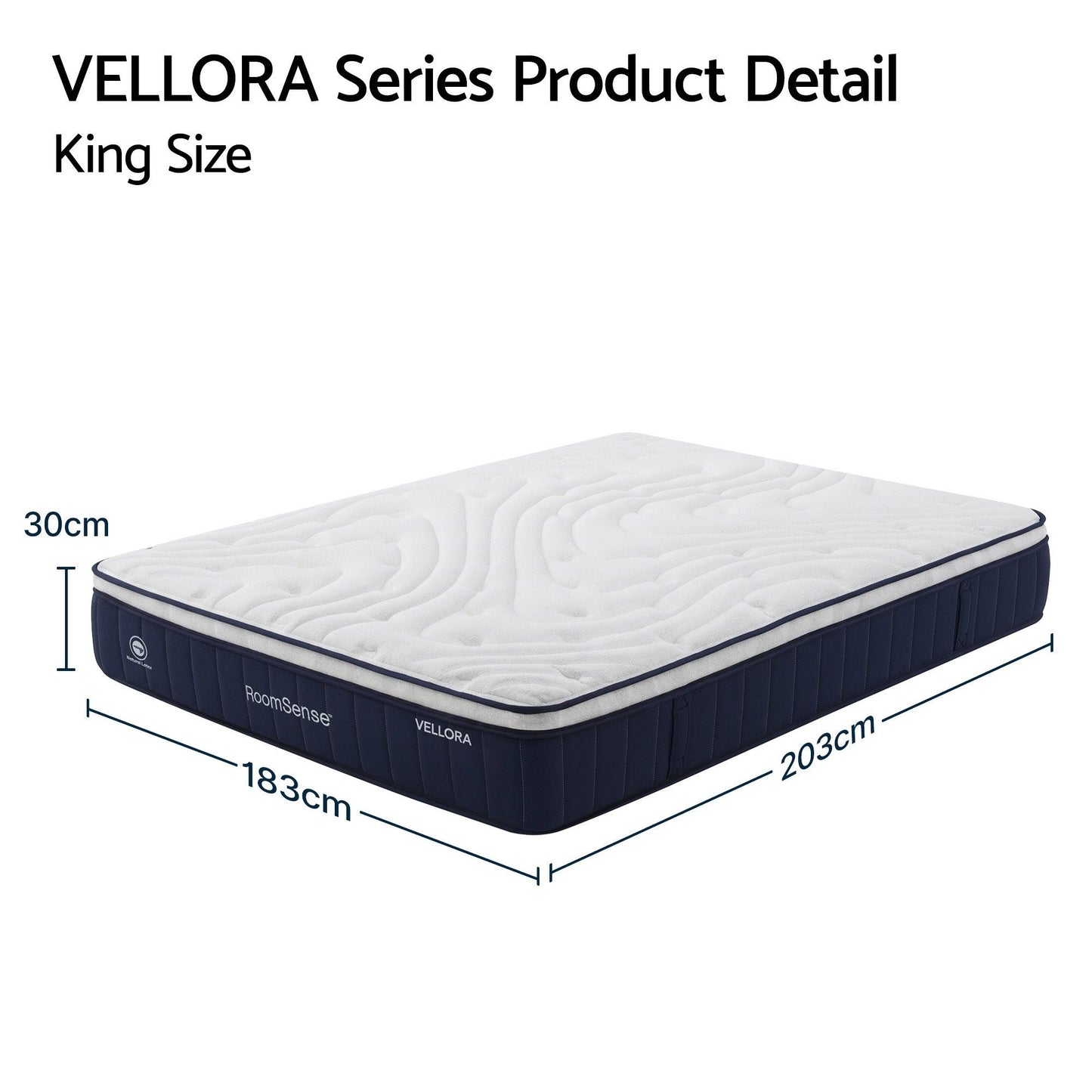 RoomSense King Mattress , 30cm Medium Firm Hybrid Mattress with Latex Lumbar Support for Back Pain Relief , Pocket Spring Mattress King Size in a Box