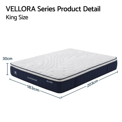 RoomSense King Mattress , 30cm Medium Firm Hybrid Mattress with Latex Lumbar Support for Back Pain Relief , Pocket Spring Mattress King Size in a Box