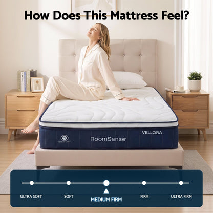 RoomSense King Single Mattress , 30cm Medium Firm Hybrid Mattress with Latex Lumbar Support for Back Pain Relief , Pocket Spring Mattress King Single Size in a Box