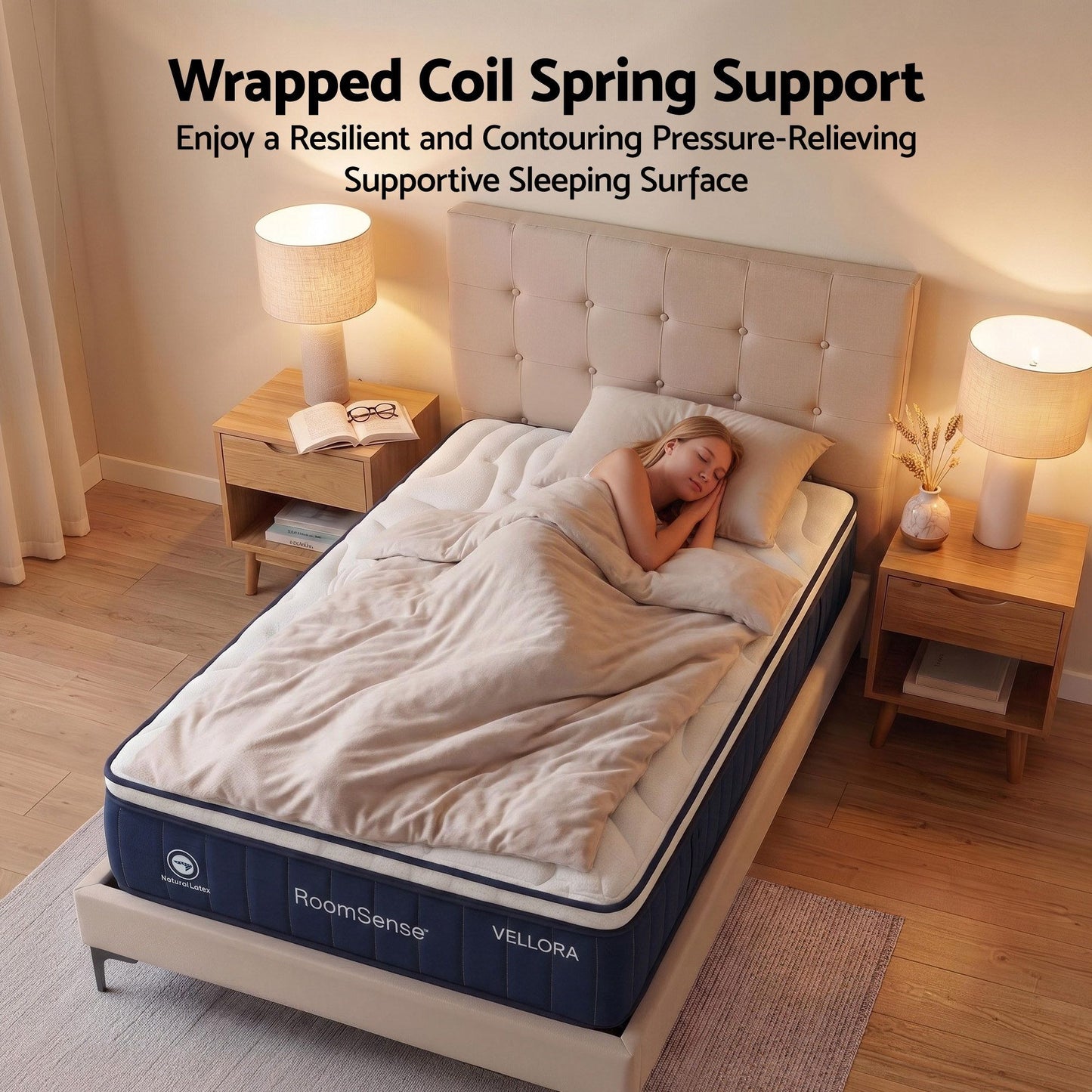RoomSense King Single Mattress , 30cm Medium Firm Hybrid Mattress with Latex Lumbar Support for Back Pain Relief , Pocket Spring Mattress King Single Size in a Box