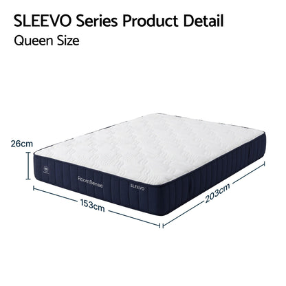 RoomSense Queen Mattress, 26cm Orthopedic Firm Mattress for Back Pain Relief, Pocket Spring Hybrid Mattress Queen Size for Home & Rental