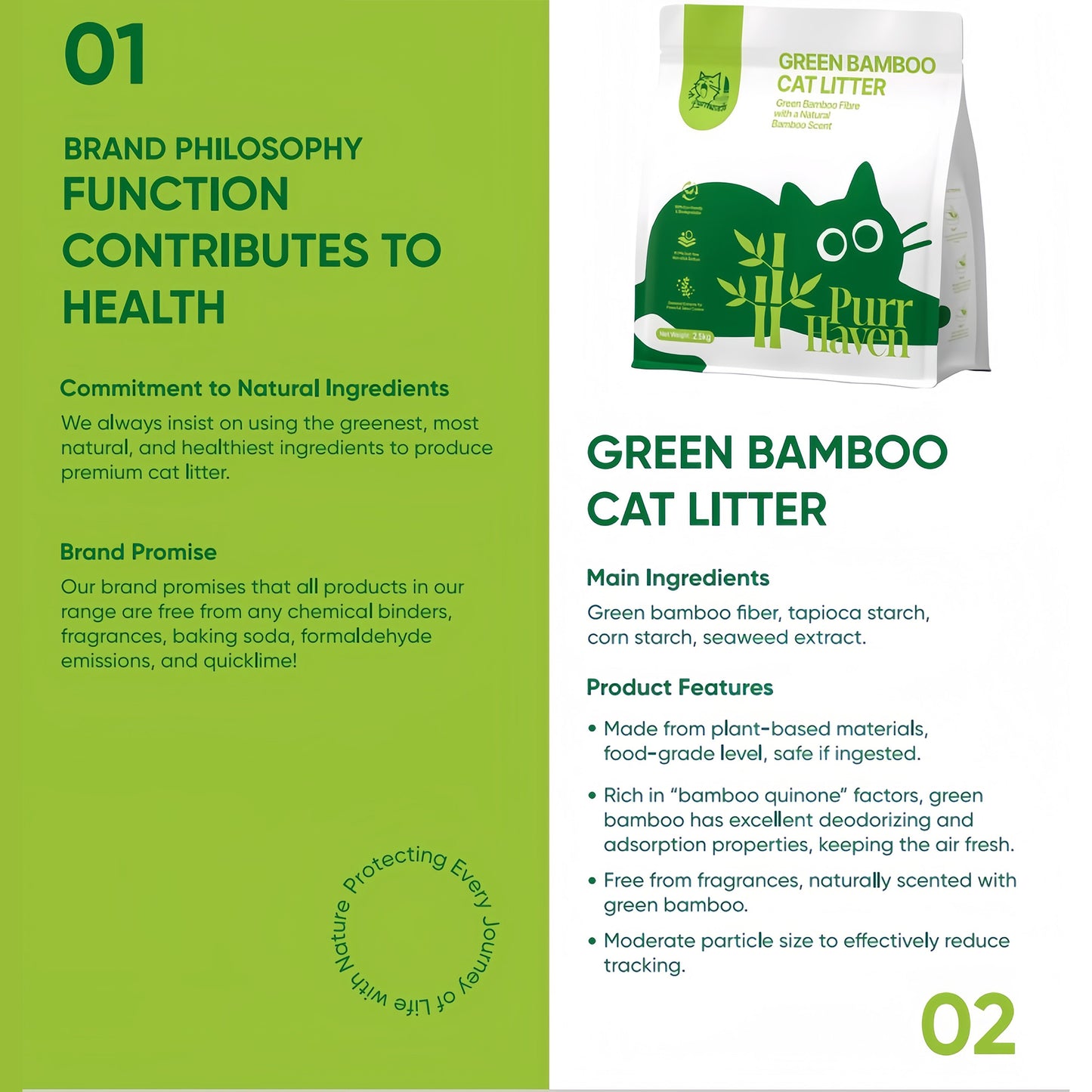 PurrHaven Bamboo Clumping Cat & Kitty Litter, 30kg 12 Pack,Dust Free,Natural Flusable,Easy to Clean,Odour Neutraliser,Rapid Liquid Absorption,Non-Toxic Formula