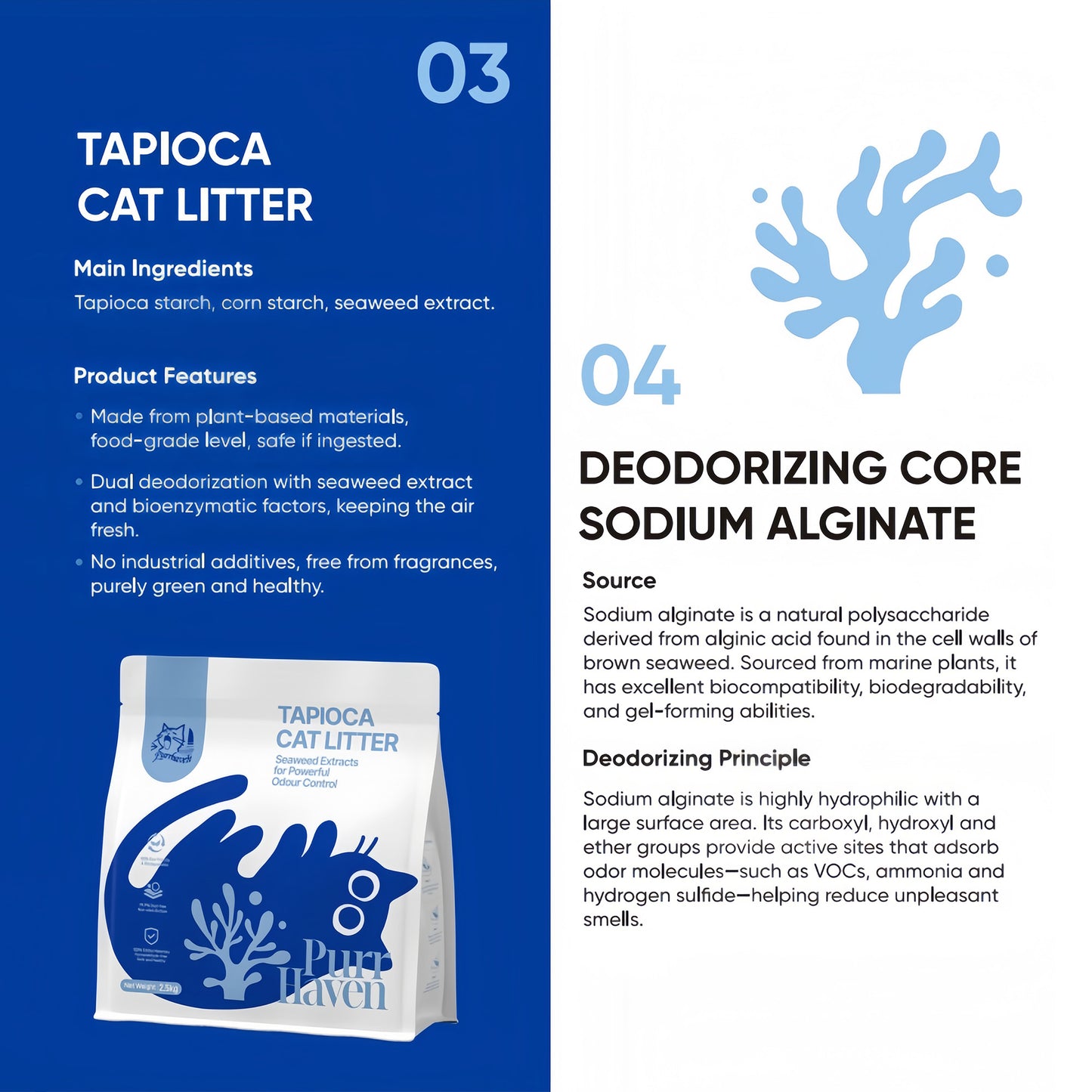 PurrHaven Tapioca Clumping Cat & Kitty Litter, 30kg (12 Pack),Dust Free,Plant-Based,Easy to Clean,Odour Neutraliser,Rapid Liquid Absorption,Non-Toxic Formula