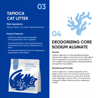 PurrHaven Tapioca Clumping Cat & Kitty Litter, 30kg (12 Pack),Dust Free,Plant-Based,Easy to Clean,Odour Neutraliser,Rapid Liquid Absorption,Non-Toxic Formula