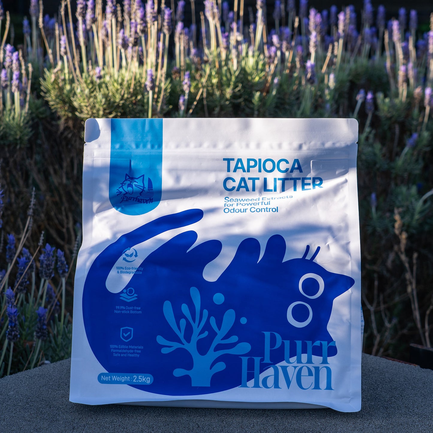 PurrHaven Tapioca Clumping Cat & Kitty Litter, 30kg (12 Pack),Dust Free,Plant-Based,Easy to Clean,Odour Neutraliser,Rapid Liquid Absorption,Non-Toxic Formula