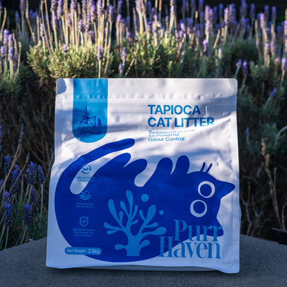 PurrHaven Tapioca Clumping Cat & Kitty Litter, 30kg (12 Pack),Dust Free,Plant-Based,Easy to Clean,Odour Neutraliser,Rapid Liquid Absorption,Non-Toxic Formula