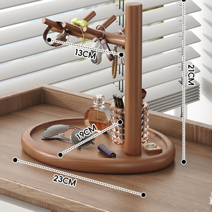 Solid Wood Entryway Organizer Rack for Keys and Accessories