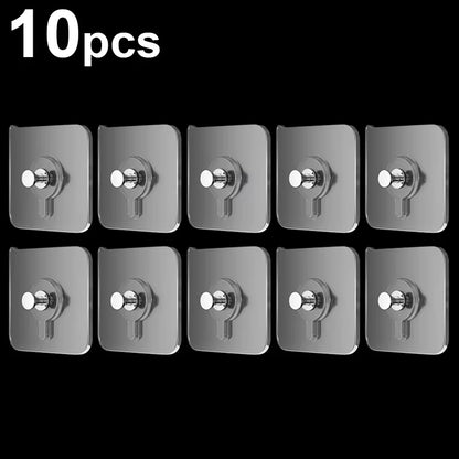 50/10Pcs Self-Adhesive Wall Hooks for Photo Frame Clock Strong Adhesive Transparent Nails Wall Hook Hangers Hanging Nail Holders