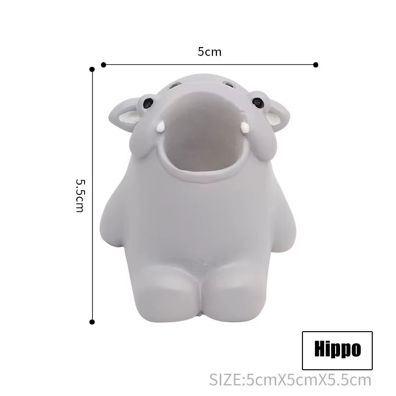 Mini Cute Toothbrush Holder Ceramics Multi-Function Storage Stand Makeup Pen Holder for Home Bathroom Decoration