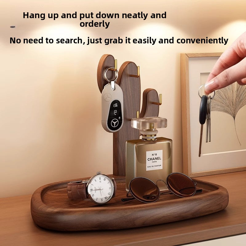 Solid Wood Entryway Organizer Rack for Keys and Accessories