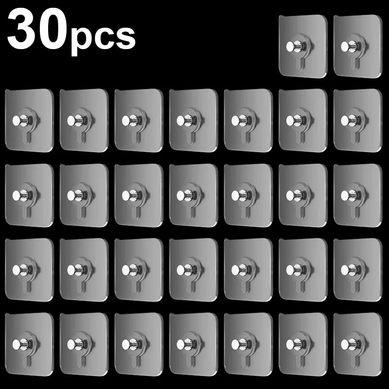 50/10Pcs Self-Adhesive Wall Hooks for Photo Frame Clock Strong Adhesive Transparent Nails Wall Hook Hangers Hanging Nail Holders